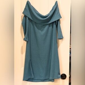 Hayden Off-Shoulder Ribbed Teal Tunic Dress Women’s Size Medium